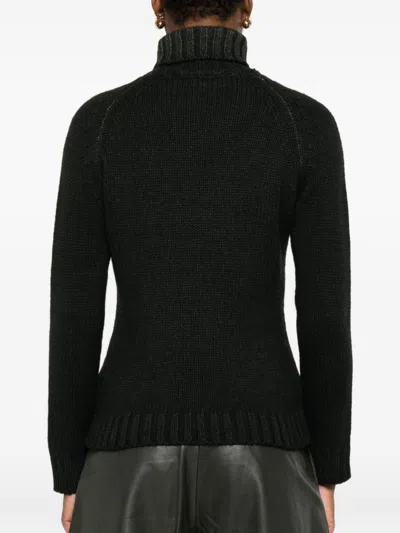 Base Purple Wool Turtle-neck Jumper In Black