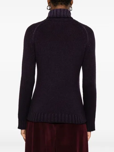 Base Purple Wool Turtle-neck Jumper In Black