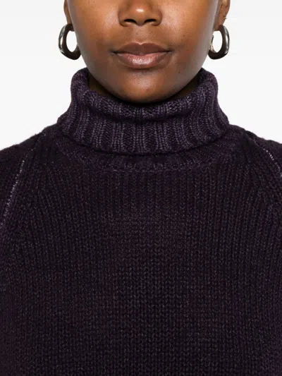 Base Purple Wool Turtle-neck Jumper In Black