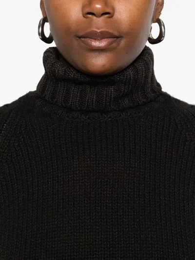 Base Purple Wool Turtle-neck Jumper In Brown