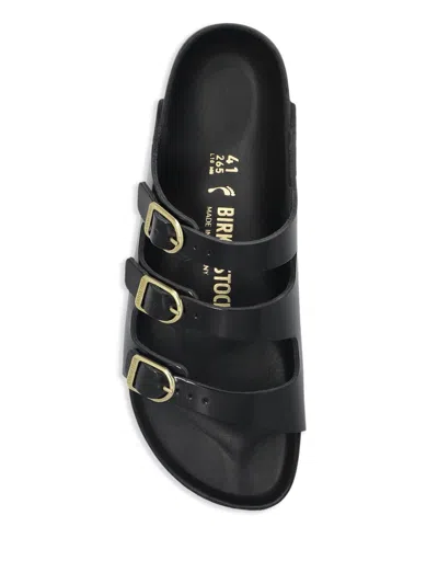 Birkenstock Black Sandals With Adjustable Straps And Gold-tone Buckles