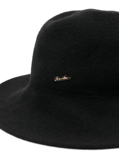 Borsalino Wool Blend Cloche Hat With Wide Brim In Black