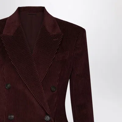 Brunello Cucinelli Oversized Double-breasted Cotton-corduroy Blazer In Burgundy