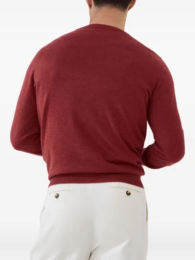 Brunello Cucinelli Cashmere Crew Neck Sweater In Red
