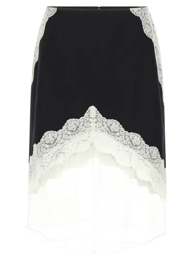 Jil Sander Lace And Organza Wool Skirt In Black