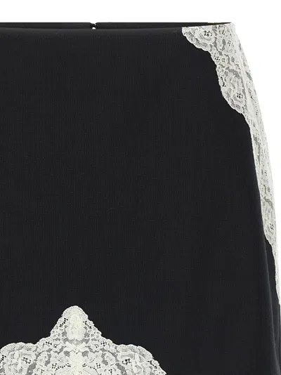 Jil Sander Lace And Organza Wool Skirt In Black