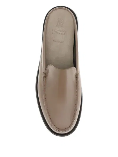 Brunello Cucinelli Leather Sabot In Brown