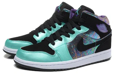 Air Jordan (gs)  1 Mid 'atomic Teal Ultraviolet' In Multi