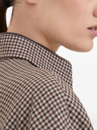 Brunello Cucinelli Check-pattern Shirt With Belt And Shiny Collar Detail In Brown