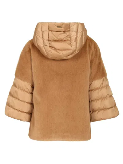 Herno Velvet Padded Down Jacket Coats Beige In Brown