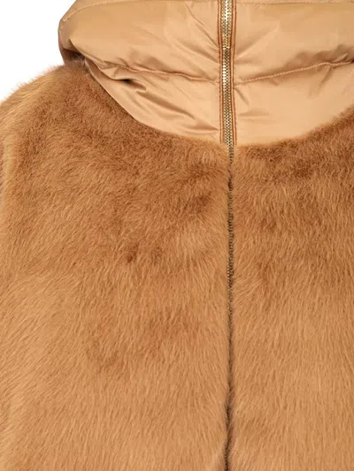 Herno Velvet Padded Down Jacket Coats Beige In Brown