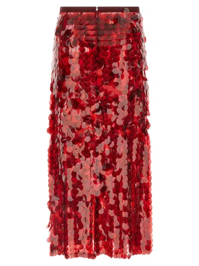 Fabiana Filippi Skirt In Printed Sequin Tulle In Red