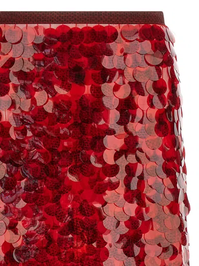 Fabiana Filippi Skirt In Printed Sequin Tulle In Red