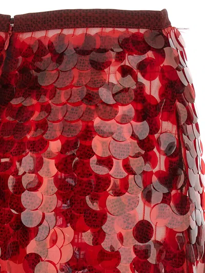 Fabiana Filippi Skirt In Printed Sequin Tulle In Red