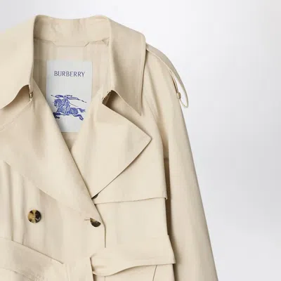Burberry Light Beige Cotton Fitzrovia Trench Coat Women In Neutral