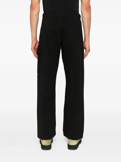 C.p. Company Black Linen And Cotton Blend Utility Trousers In Black