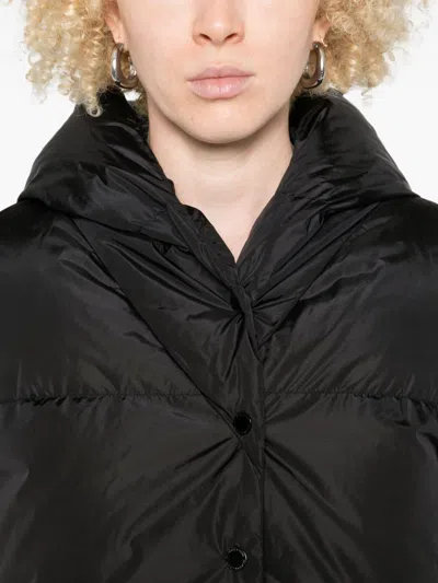 Canada Goose Short Down Jacket With Hood And Knit Sleeves In Black