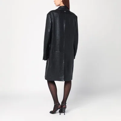 Cassell Single-breasted Black Leather Coat In Black