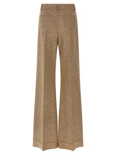 Valentino Pantalone A Palazzo In Lana Sabbia Melangé Donna In Neutral