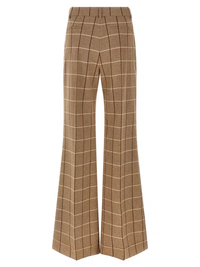 Valentino Garavani Garavani Wool Pants With Window Pattern In Brown