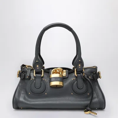 Chloé Structured Shoulder Bag With Padlock And Studs In Gray
