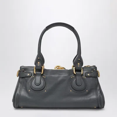 Chloé Structured Shoulder Bag With Padlock And Studs In Gray