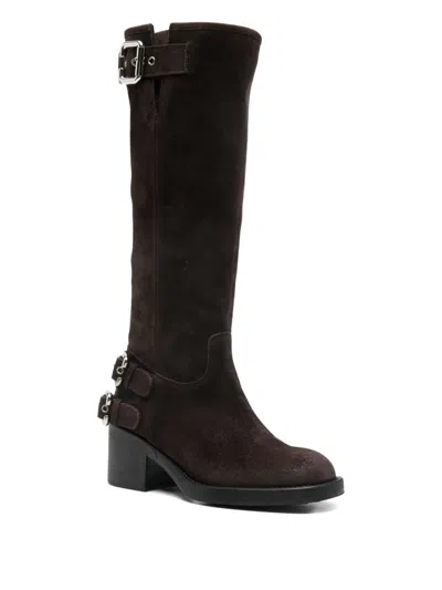Chloé Brown Dakota Biker Boots In Animal Print