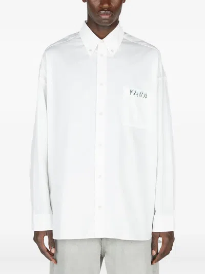 Diomene Embroidered Cotton Shirt In White