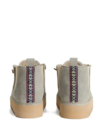 Woolrich Suede Leather Ankle Boots With Pull Tab In Gray