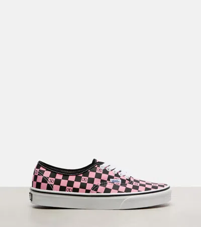 Valentino Garavani And Vans Low-top Trainer In Fabric With Vlogo Checkerboard Print In Pink