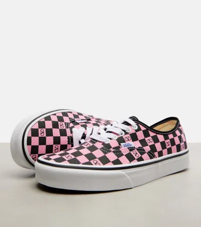 Valentino Garavani And Vans Low-top Trainer In Fabric With Vlogo Checkerboard Print In Pink