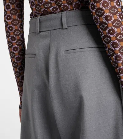 Dries Van Noten Belted Wool-blend Wide-leg Pants In Gray