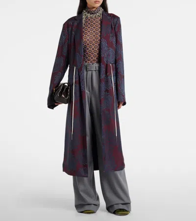 Dries Van Noten Belted Wool-blend Wide-leg Pants In Gray