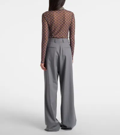 Dries Van Noten Belted Wool-blend Wide-leg Pants In Gray