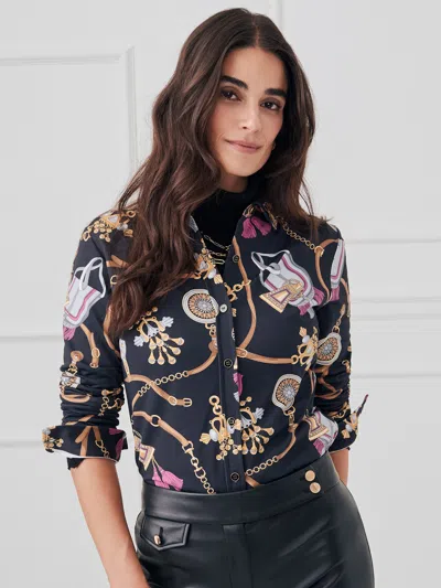 J.mclaughlin Women's Betty Shirt In Neo Nottingham Black/brown In Multi