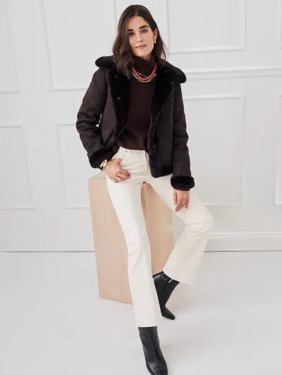 J.mclaughlin Women's Freddie Reversible Coat Dark Brown