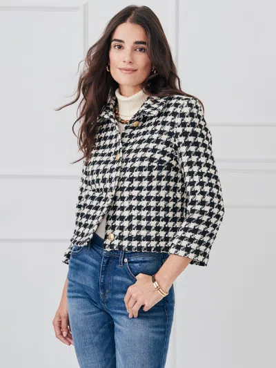 J.mclaughlin Women's Violette Jacket In Houndstooth Black/white In Multi