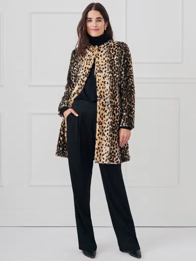 J.mclaughlin Women's Pella Faux Fur Coat In Leopard Light Sand/black In Brown