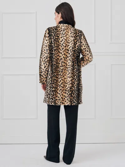 J.mclaughlin Women's Pella Faux Fur Coat In Leopard Light Sand/black In Brown