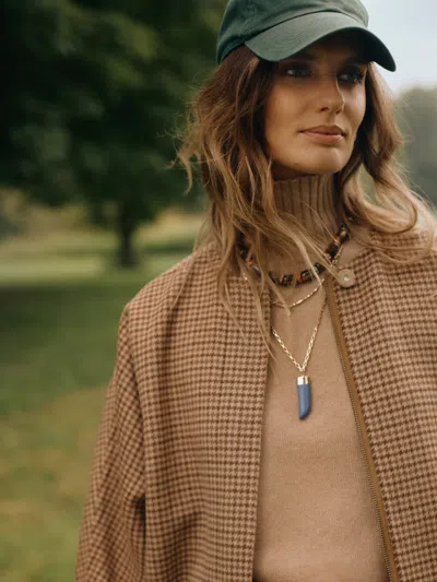 J.mclaughlin Women's Bora Cape In Glen Plaid Tan | Cotton/wool/polyamide In Brown