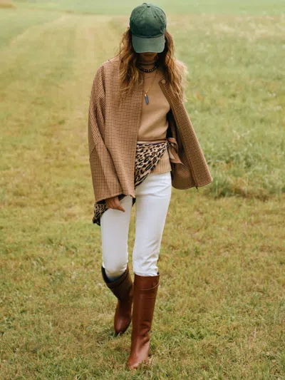 J.mclaughlin Women's Bora Cape In Glen Plaid Tan | Cotton/wool/polyamide In Brown