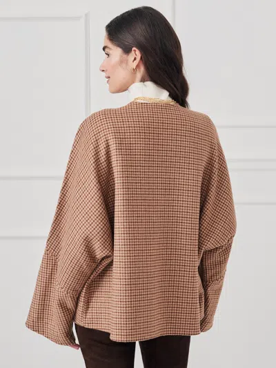 J.mclaughlin Women's Bora Cape In Glen Plaid Tan | Cotton/wool/polyamide In Brown