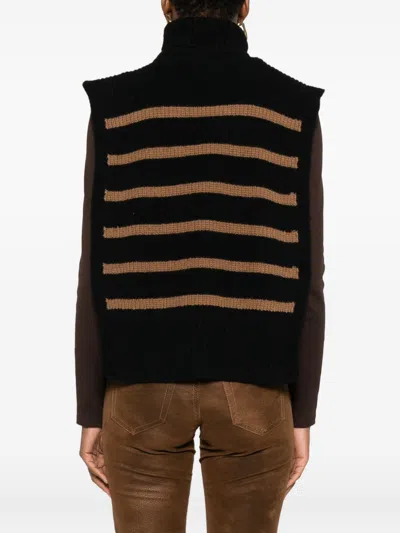 Davantino Turtleneck Striped Sleeveless Sweater