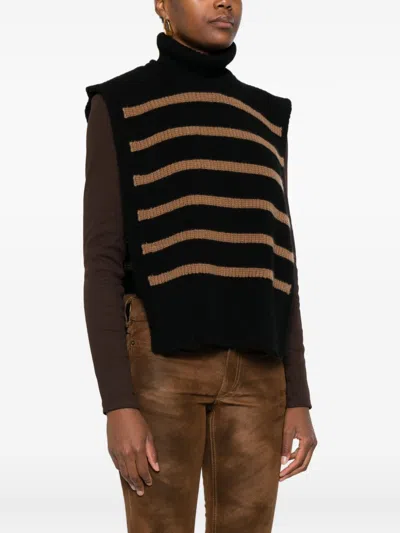 Davantino Turtleneck Striped Sleeveless Sweater