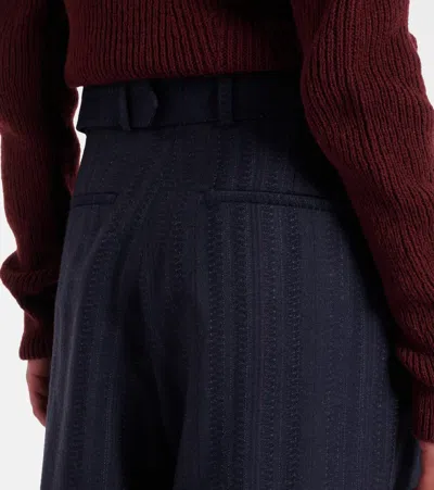 Dries Van Noten High Waist Wide Leg Belted Pleated Jeans In Blue