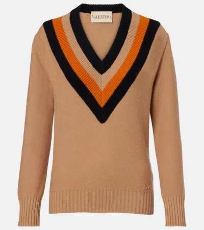 Valentino Garavani Wool Sweater Sweaters And Cardigans Beige In Brown