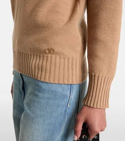 Valentino Garavani Wool Sweater Sweaters And Cardigans Beige In Brown