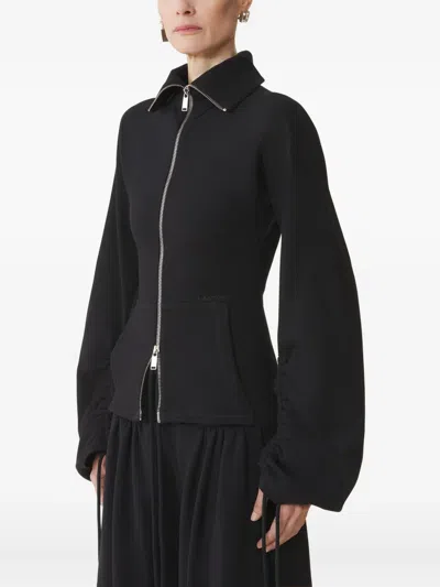 Lanvin Tailored Zip Jacket With High Collar And Pockets In Black