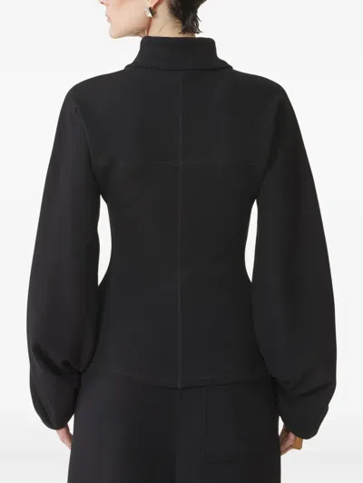 Lanvin Tailored Zip Jacket With High Collar And Pockets In Black
