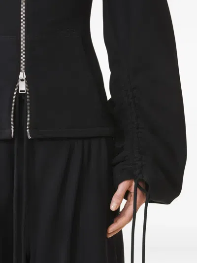 Lanvin Tailored Zip Jacket With High Collar And Pockets In Black